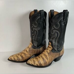Vintage Tony Lama Cowboy Boots | Natural Teju Lizard | USA Made | Men’s 9 D
